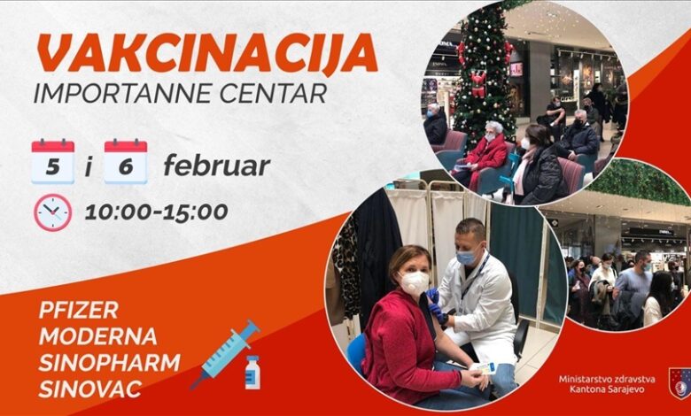 Za vikend punkt za vakcinaciju u Importanne Shopping Centru u Sarajevu