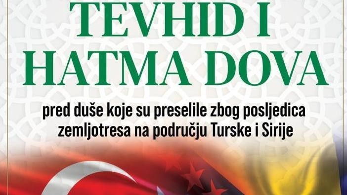 U Carevoj džamiji sutra će biti proučeni tevhid i hatma za žrtve zemljotresa u Turkiye i Siriji